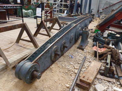 The beam (over 17ft long) shown with parallel motion links and rods removed.