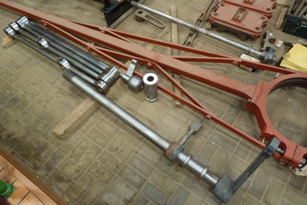 Various rods and shafts, which have been cleaned up or machined, ready for when re-building starts