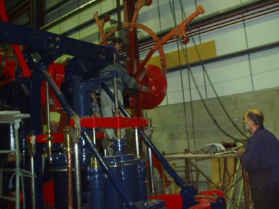 Trial fitting of parts of the paddle wheel frame to the hub.