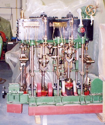 Samuel White vertical compound marine engine before work started on it.