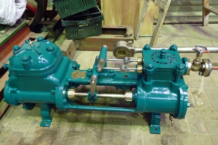 Worthington pump, finished, ready for display in the museum.